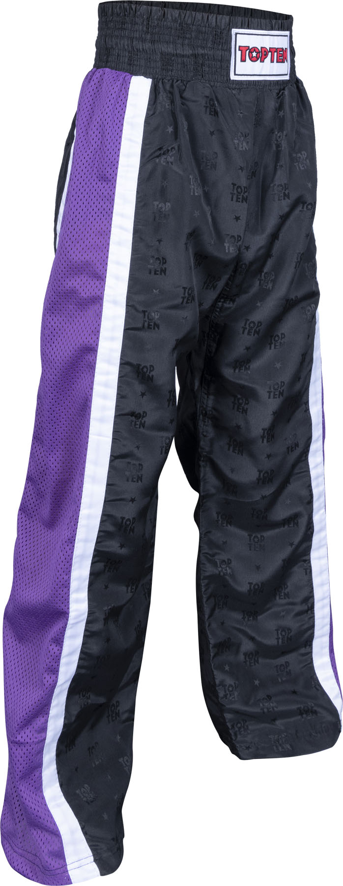 TOP TEN Kickboxing pants “Mesh” for Kids XXS = blackblack Black - Purple 130 cm 130 at Bytomic Trade and Wholesale