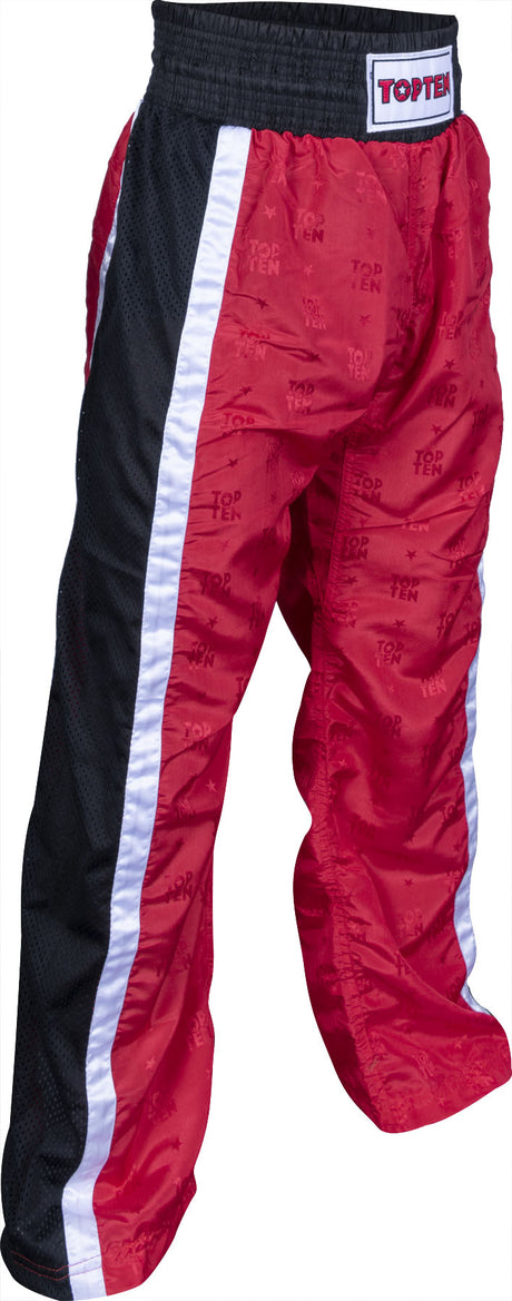 TOP TEN Kickboxing pants “Mesh” for Kids XXS = blackblack Red - Black 130 cm 130 at Bytomic Trade and Wholesale
