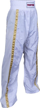 TOP TEN Kickboxing pants “Mesh” for Kids XXS = blackblack White - Gold 130 cm 130 at Bytomic Trade and Wholesale