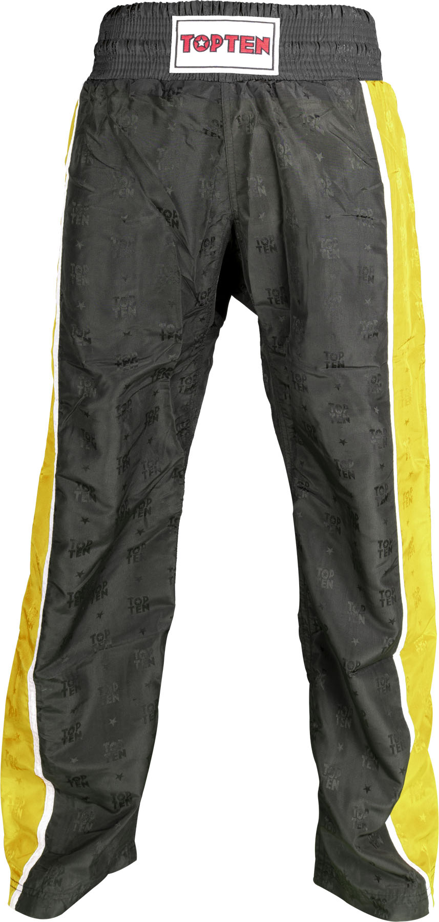 TOP TEN Kickboxing pants “Stripes” Black - Yellow 160 cm at Bytomic Trade and Wholesale