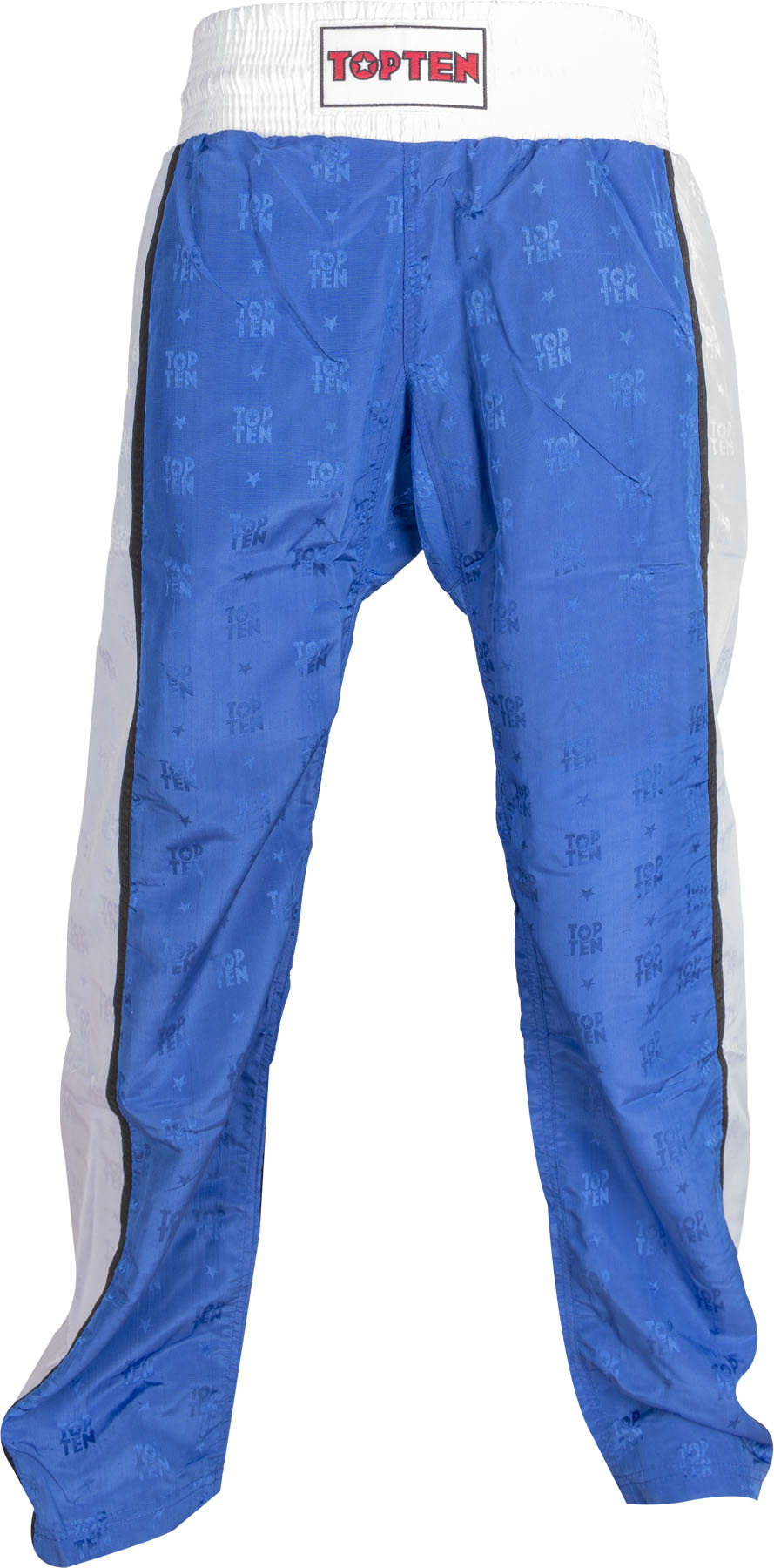 TOP TEN Kickboxing pants “Stripes” Blue - White 160 cm at Bytomic Trade and Wholesale