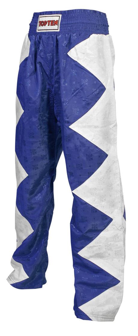 TOP TEN Kickboxing pants “Champ” = redwhite White - Blue 190 cm XL at Bytomic Trade and Wholesale