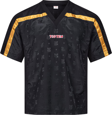TOP TEN TShirt for kickboxing “Mesh” blackblack with WAKO label Black - Gold 130 cm 130 at Bytomic Trade and Wholesale