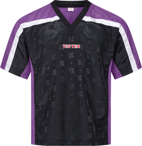 TOP TEN TShirt for kickboxing “Mesh” blackblack with WAKO label Black - Purple 130 cm 130 at Bytomic Trade and Wholesale