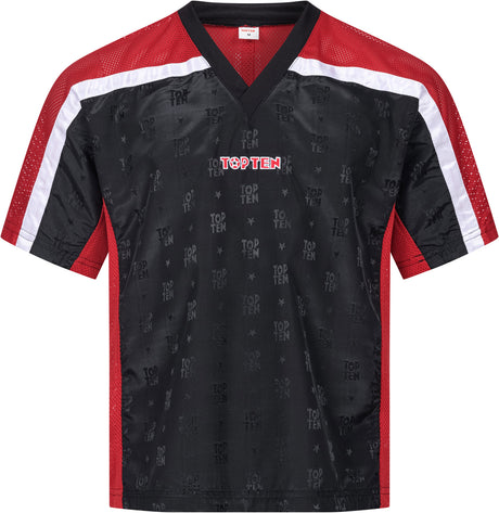 TOP TEN TShirt for kickboxing “Mesh” blackblack with WAKO label Black - Red 160 cm S at Bytomic Trade and Wholesale