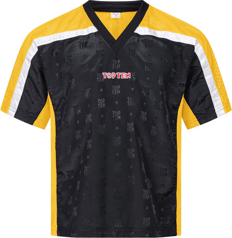 TOP TEN TShirt for kickboxing “Mesh” blackblack with WAKO label Black - Yellow 130 cm 130 at Bytomic Trade and Wholesale
