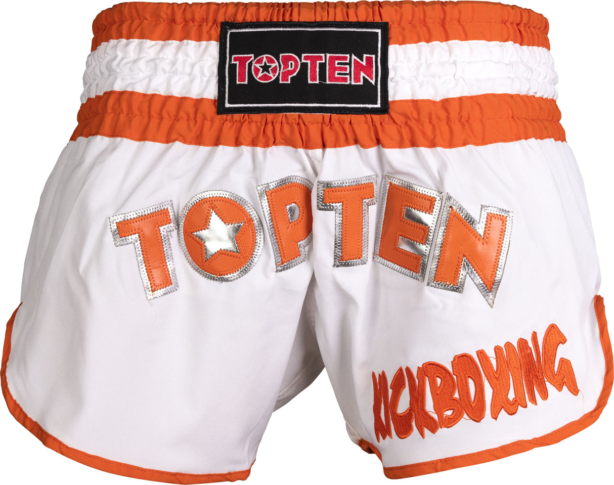 TOP TEN ThaiboxingShorts “FLEXZ PRO” = whiteorange White - Orange 200 cm XXL at Bytomic Trade and Wholesale