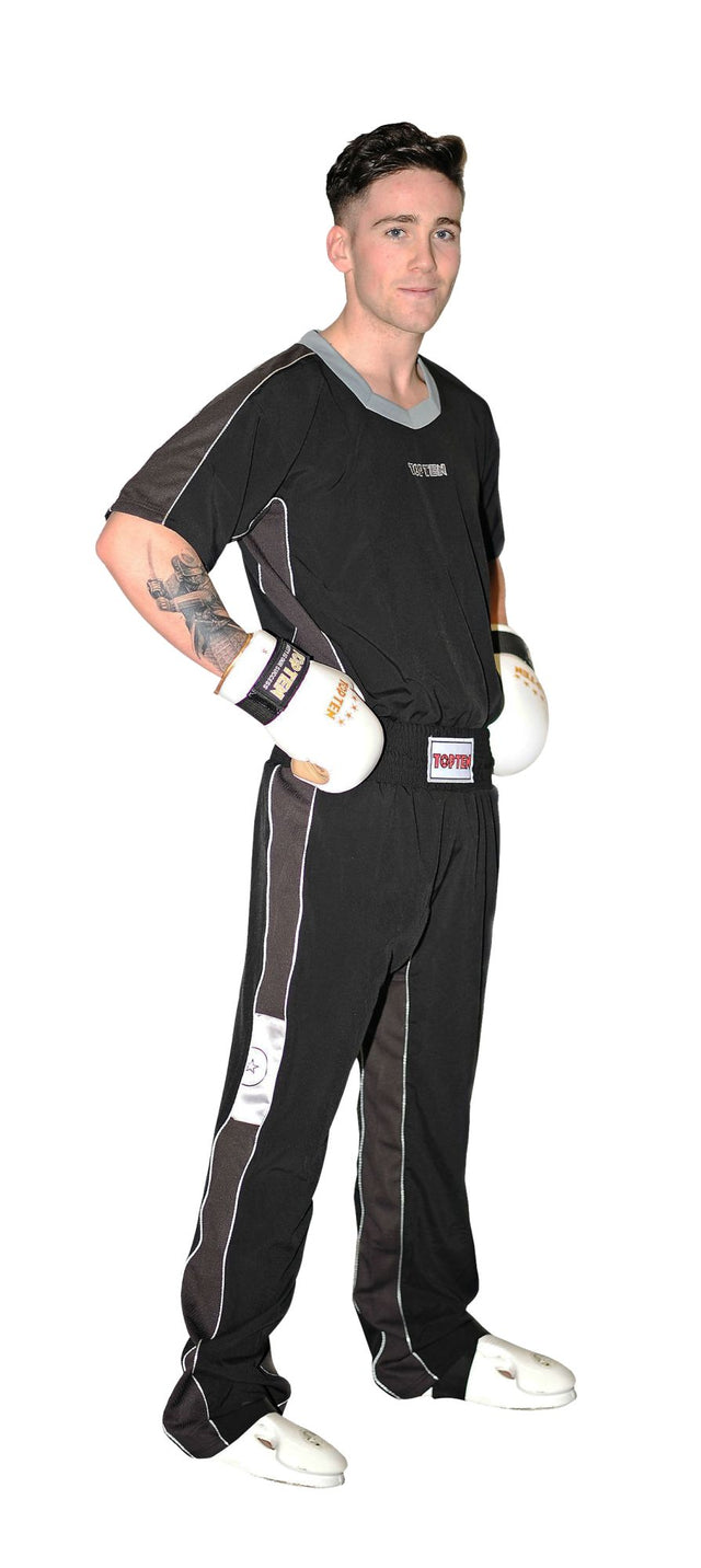 TOP TEN Kickboxing uniform “FLEXZ” = blackgray Black - Gray 130 cm 130 at Bytomic Trade and Wholesale