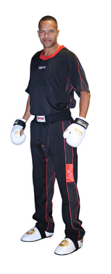 TOP TEN Kickboxing uniform “FLEXZ” = blackgray Black - Red 130 cm 130 at Bytomic Trade and Wholesale