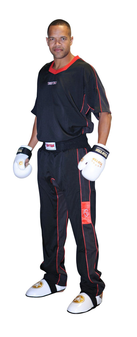 TOP TEN Kickboxing uniform “FLEXZ” = blackgray Black - Red 130 cm 130 at Bytomic Trade and Wholesale