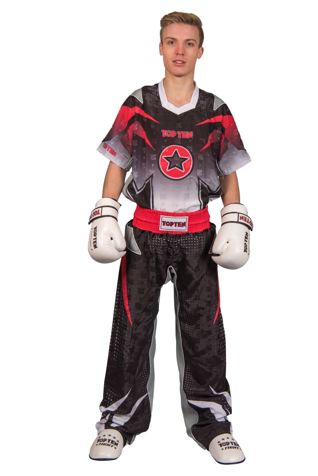 TOP TEN Kickboxing uniform “Future” = blackgray Black - Gray 130 cm 130 at Bytomic Trade and Wholesale