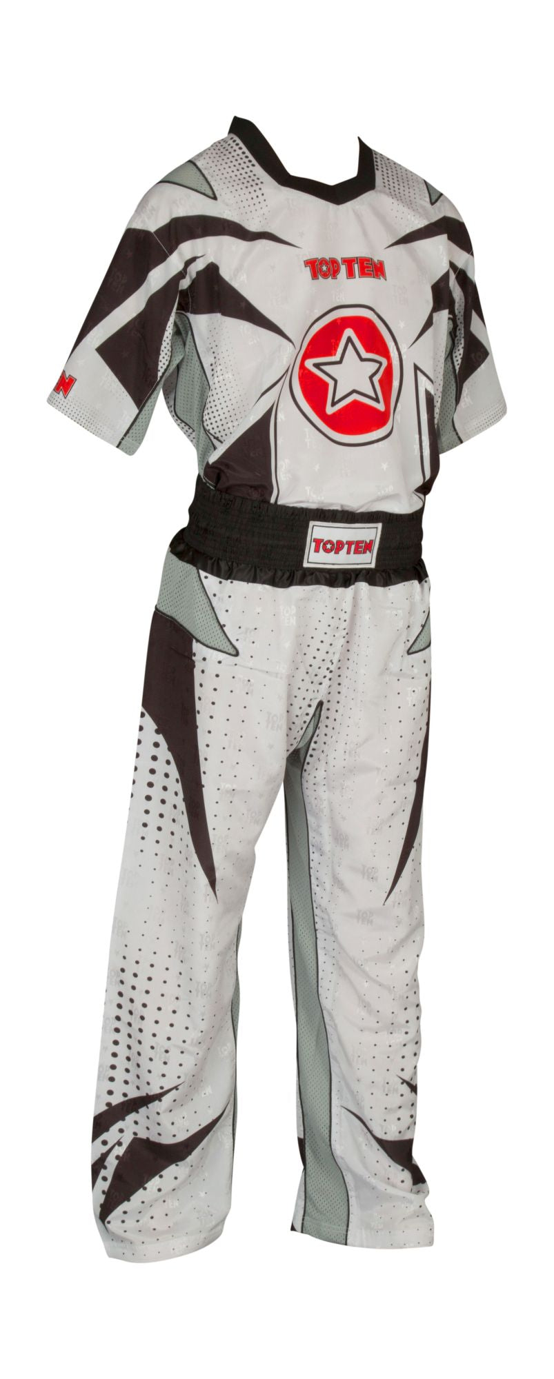 TOP TEN Kickboxing uniform “Future” = blackgray White - Black 130 cm 130 at Bytomic Trade and Wholesale
