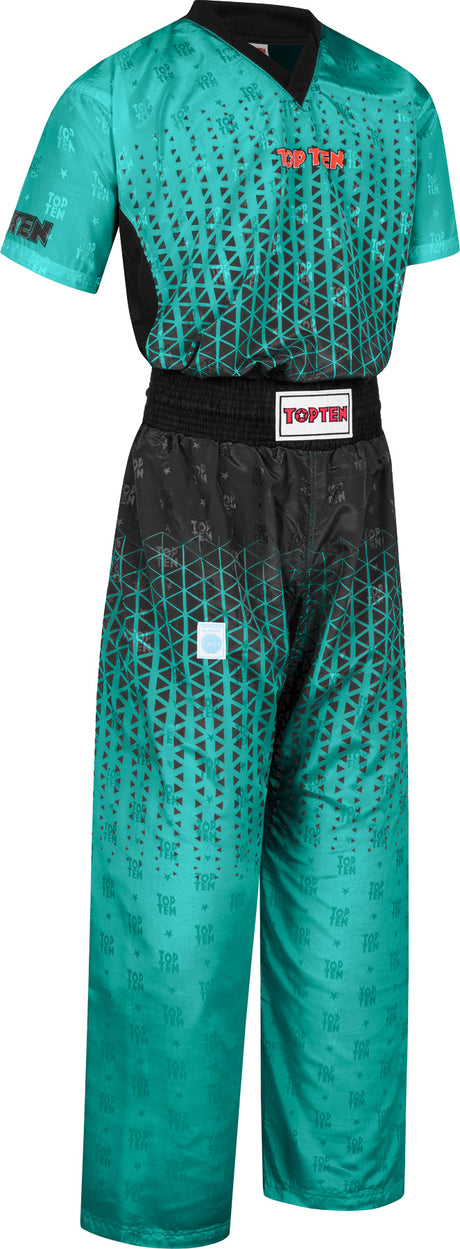 TOP TEN Kickboxing uniform “Grafic” blueblack Teal - Black S at Bytomic Trade and Wholesale