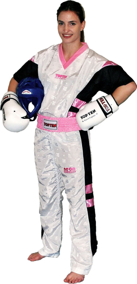 TOP TEN Kickboxing uniform “NEON Limited” = whitegreen White - Pink 180 cm L at Bytomic Trade and Wholesale