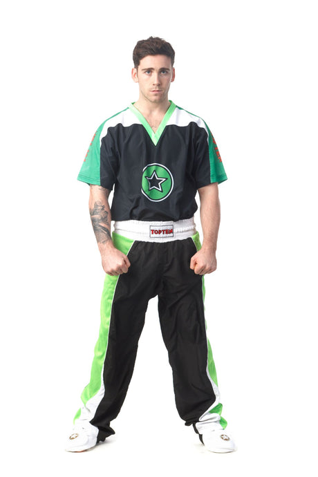 TOP TEN Kickboxing uniform “Star” = blackgreen Black - Green 140 cm 140 at Bytomic Trade and Wholesale