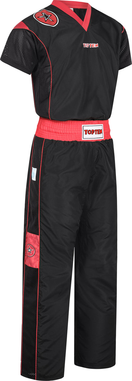 TOP TEN Kickboxing uniform “Star Edition” = blackgold Black - Red 130 cm 130 at Bytomic Trade and Wholesale