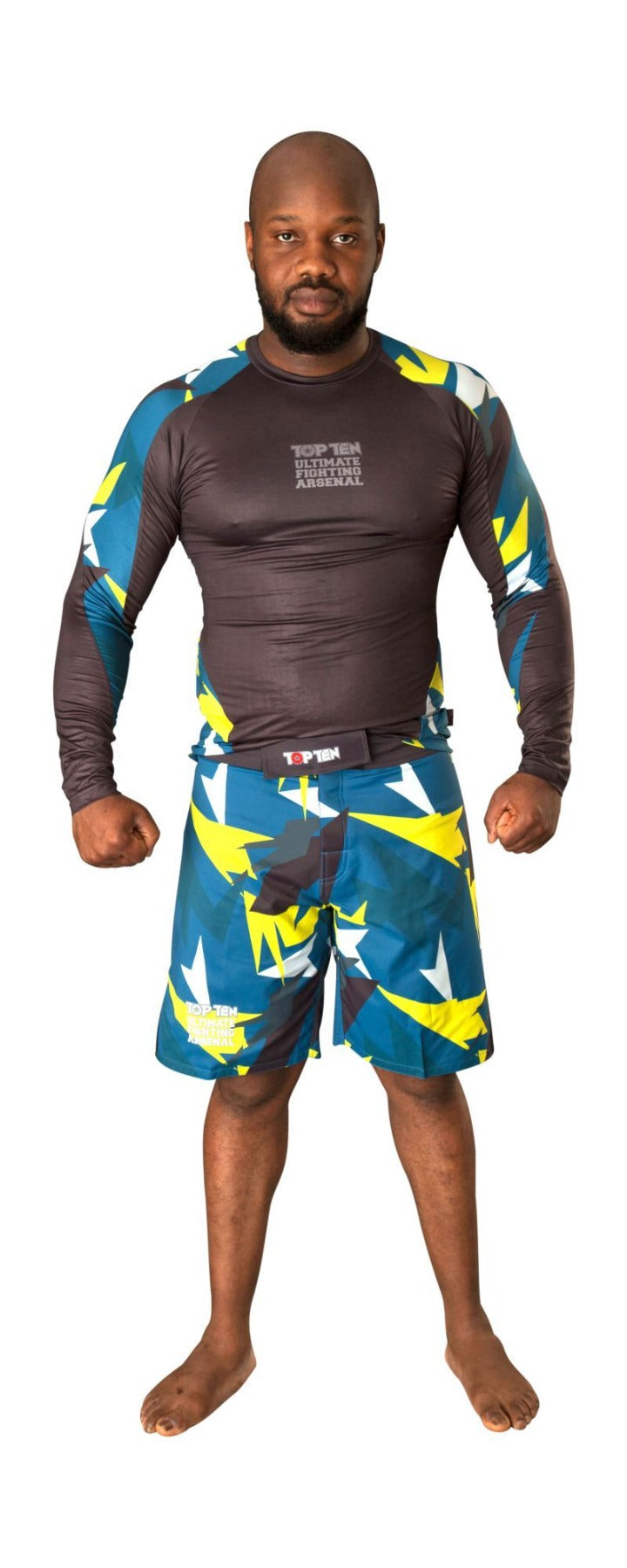 TOP TEN MMA Rash Guard “Jungle” long sleeve blueyellow at Bytomic Trade and Wholesale