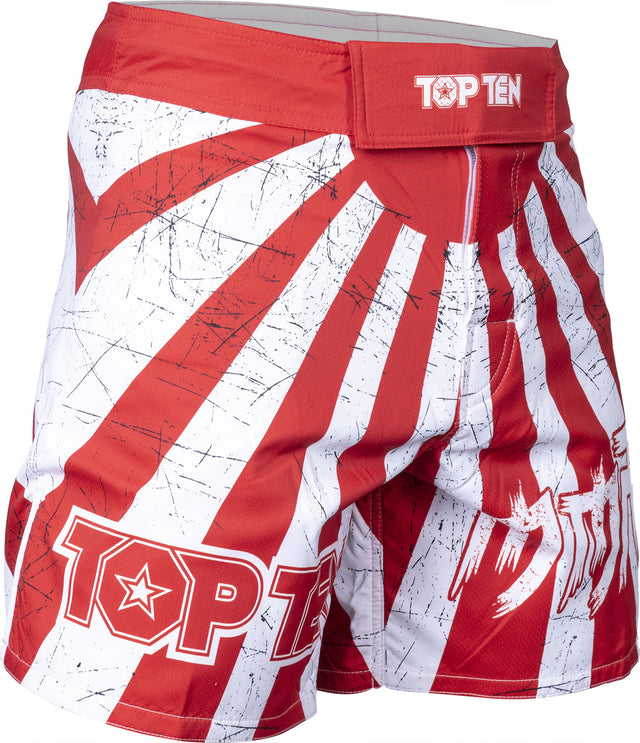 TOP TEN MMA MMAShorts “Samurai” = whitered White - Red 160 cm S at Bytomic Trade and Wholesale