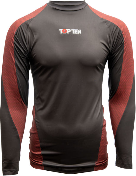 TOP TEN MMA Rash Guard “Budo” long sleeve blackgold Black - Red XL at Bytomic Trade and Wholesale