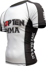 TOP TEN MMA Rash Guard “It´s in the cage” short sleeve whiteblack at Bytomic Trade and Wholesale