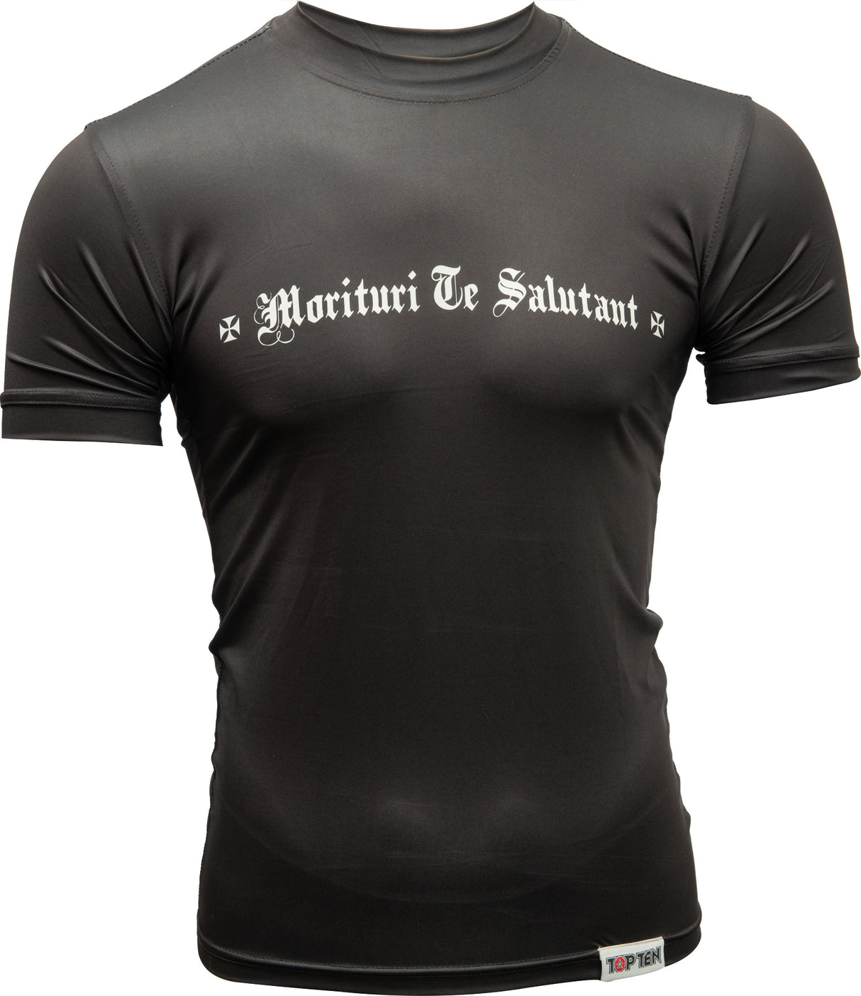 TOP TEN MMA Rash Guard “Morituri Te Salutant” short sleeve Black XXL at Bytomic Trade and Wholesale