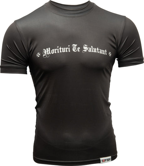 TOP TEN MMA Rash Guard “Morituri Te Salutant” short sleeve Black XXL at Bytomic Trade and Wholesale