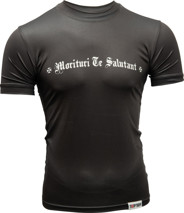 TOP TEN MMA Rash Guard “Morituri Te Salutant” short sleeve Black XXL at Bytomic Trade and Wholesale