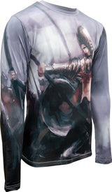 TOP TEN MMA Rash Guard with motif “Warrior” long sleeve blackpurple at Bytomic Trade and Wholesale