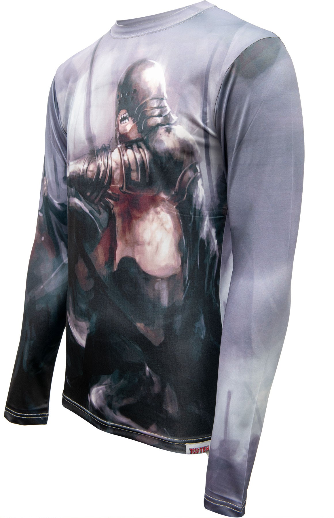 TOP TEN MMA Rash Guard with motif “Warrior” long sleeve blackpurple at Bytomic Trade and Wholesale