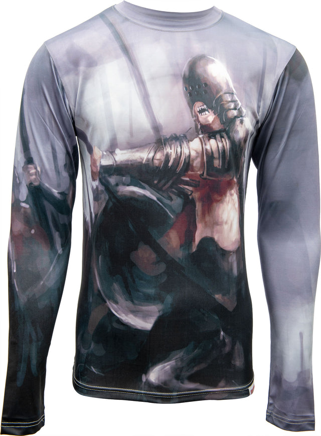 TOP TEN MMA Rash Guard with motif “Warrior” long sleeve blackpurple Black - Purple XL at Bytomic Trade and Wholesale