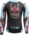 TOP TEN MMA Rash Guard “Samurai” long sleeve blacklightblue Black - Lightblue XL at Bytomic Trade and Wholesale
