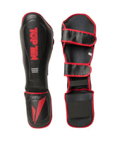 TOP TEN Shin Guard “Triangle II Neo” for Thaiboxing K1 und MMA blackred at Bytomic Trade and Wholesale