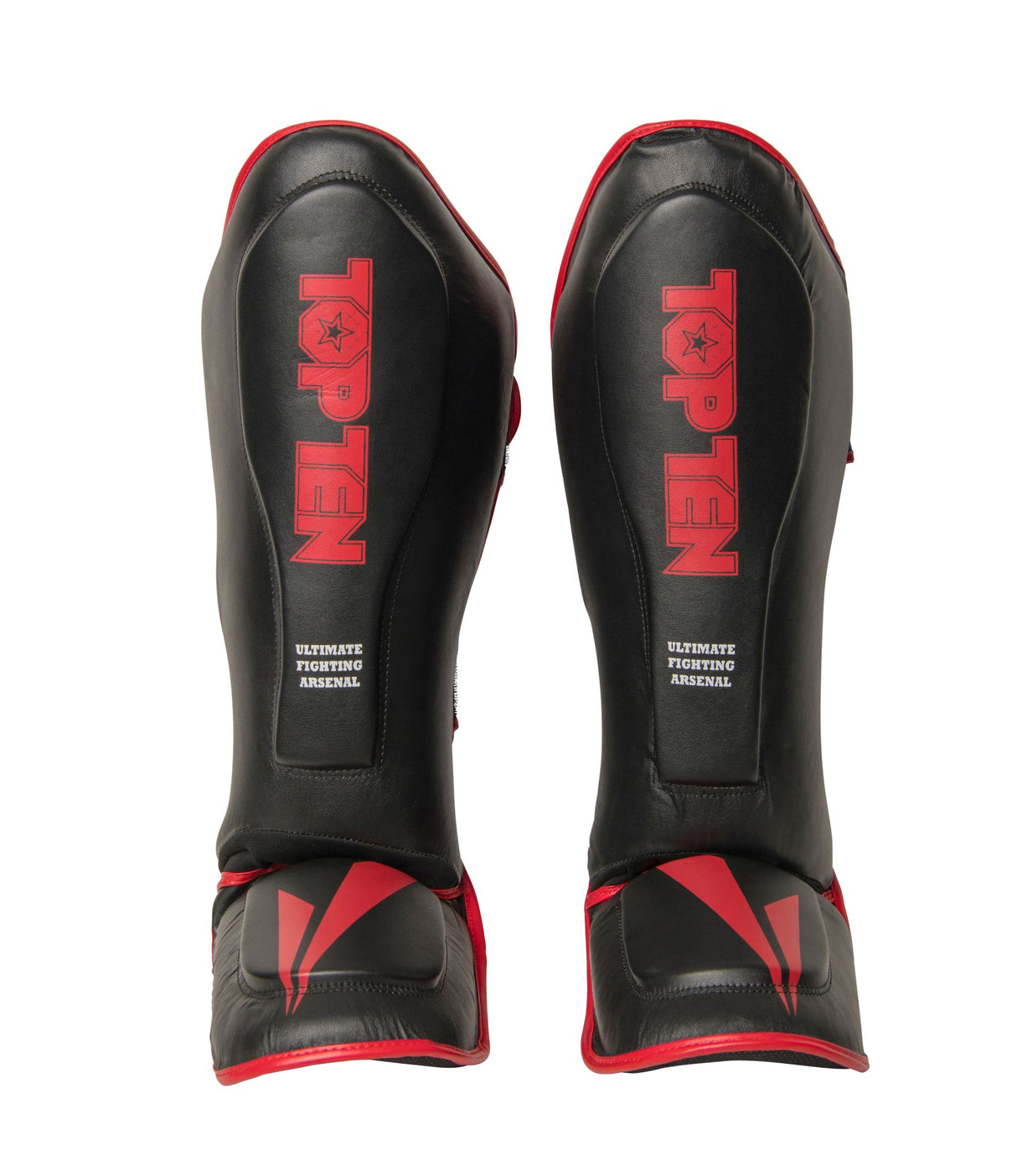 TOP TEN Shin Guard “Triangle II Neo” for Thaiboxing K1 und MMA blackred Black - Red S at Bytomic Trade and Wholesale