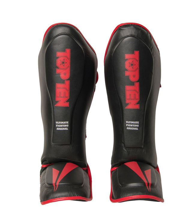 TOP TEN Shin Guard “Triangle II Neo” for Thaiboxing K1 und MMA blackred Black - Red S at Bytomic Trade and Wholesale