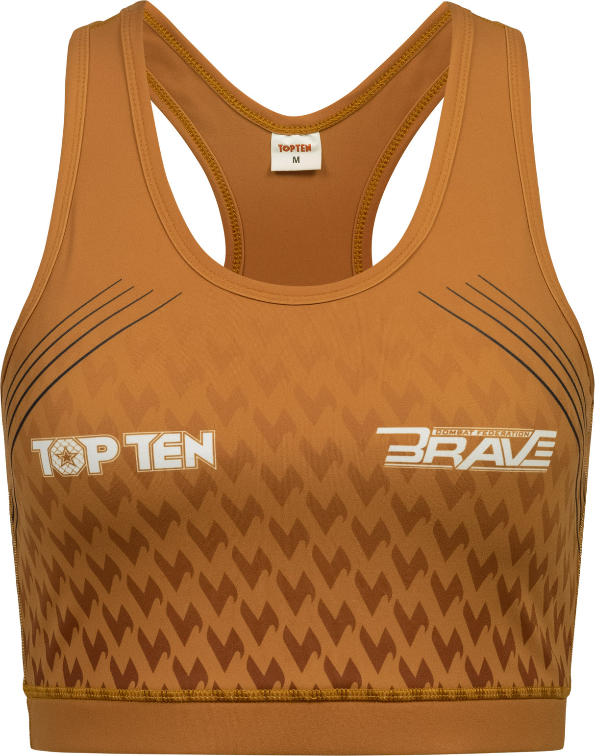 TOP TEN Sports Bra “BRAVE Fight Night” Brown S at Bytomic Trade and Wholesale