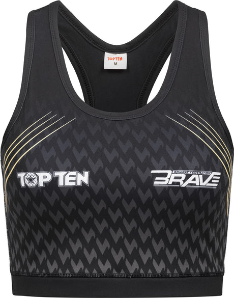 TOP TEN Sports Bra “BRAVE Fight Night” Black L at Bytomic Trade and Wholesale