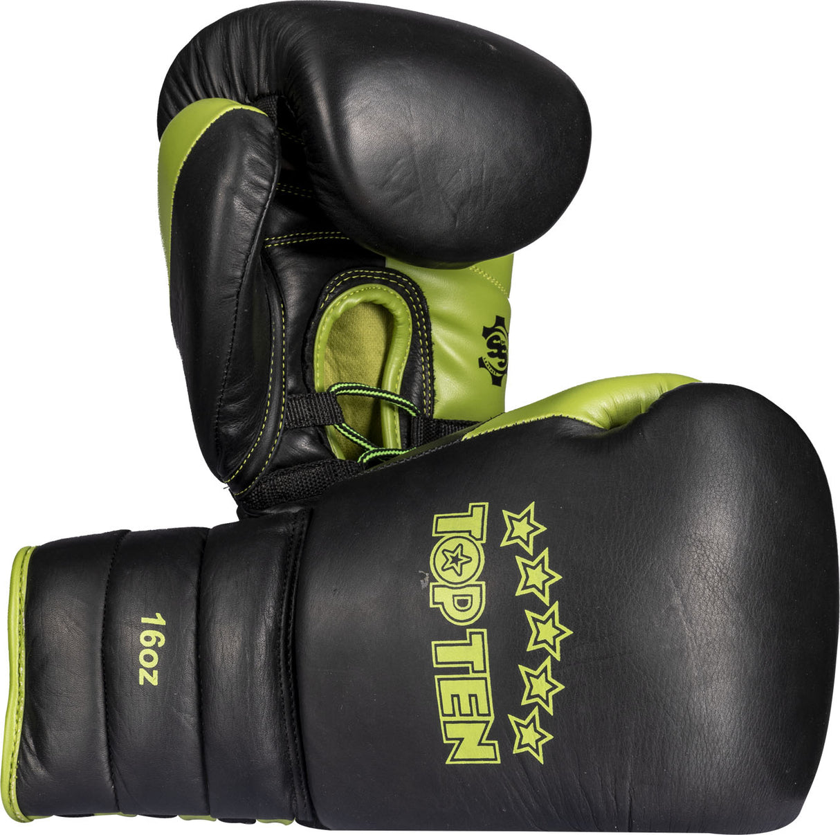 TOP TEN Sparring gloves “Lace Up Pro” 16 oz blackgreen Black - Green at Bytomic Trade and Wholesale