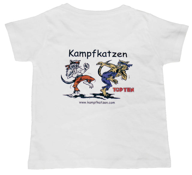 TOP TEN TShirt for Kids “Kampfkatzen” for Kids XXS = White 116 cm 116 at Bytomic Trade and Wholesale