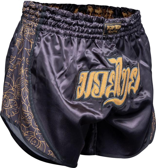 TOP TEN Thaiboxingshorts “Nong Han” blackgold Black - Gold 150 cm XS at Bytomic Trade and Wholesale