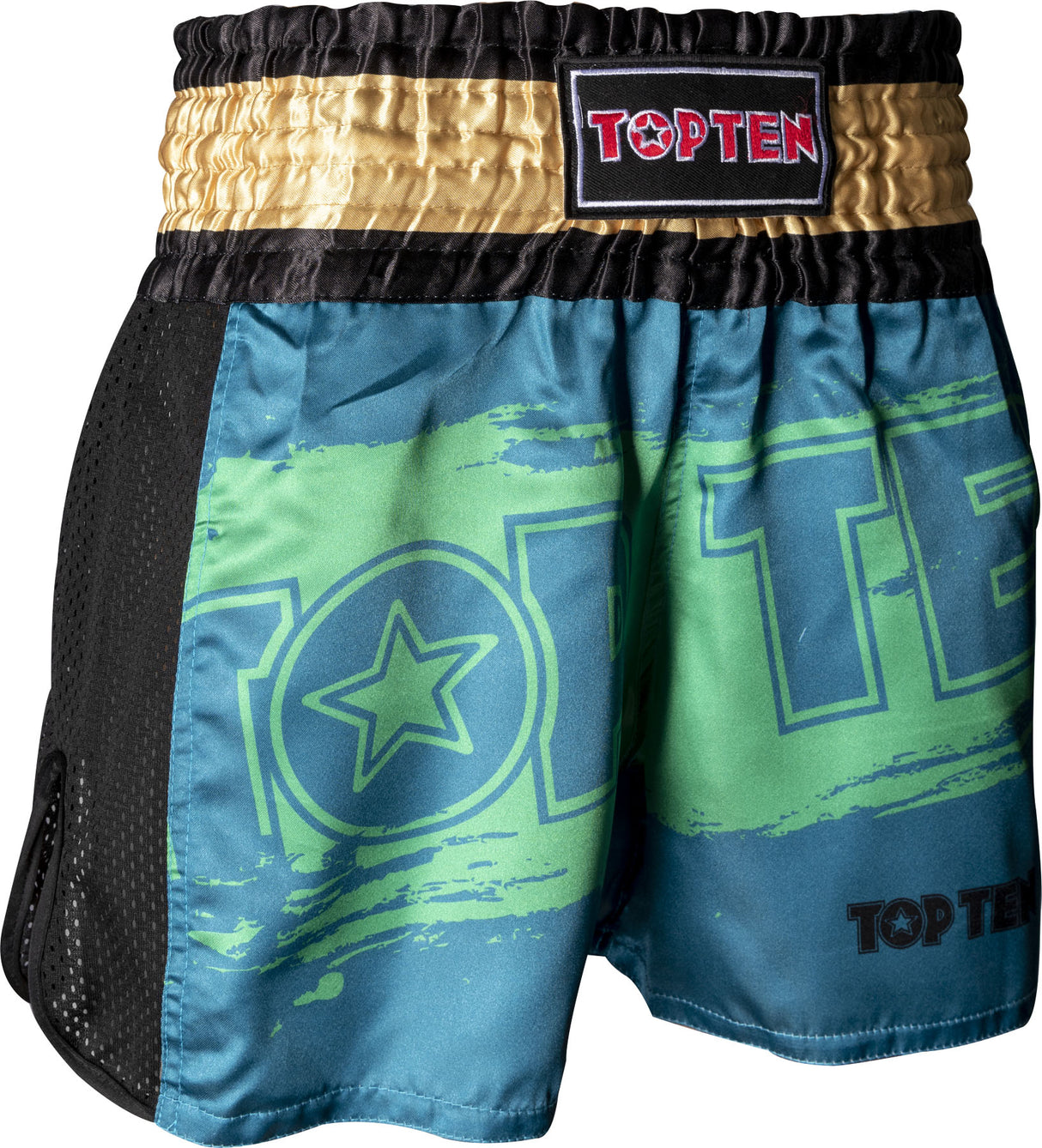 TOP TEN Kickboxing shorts “Power Ink” blackgold Green - Gold XXL at Bytomic Trade and Wholesale