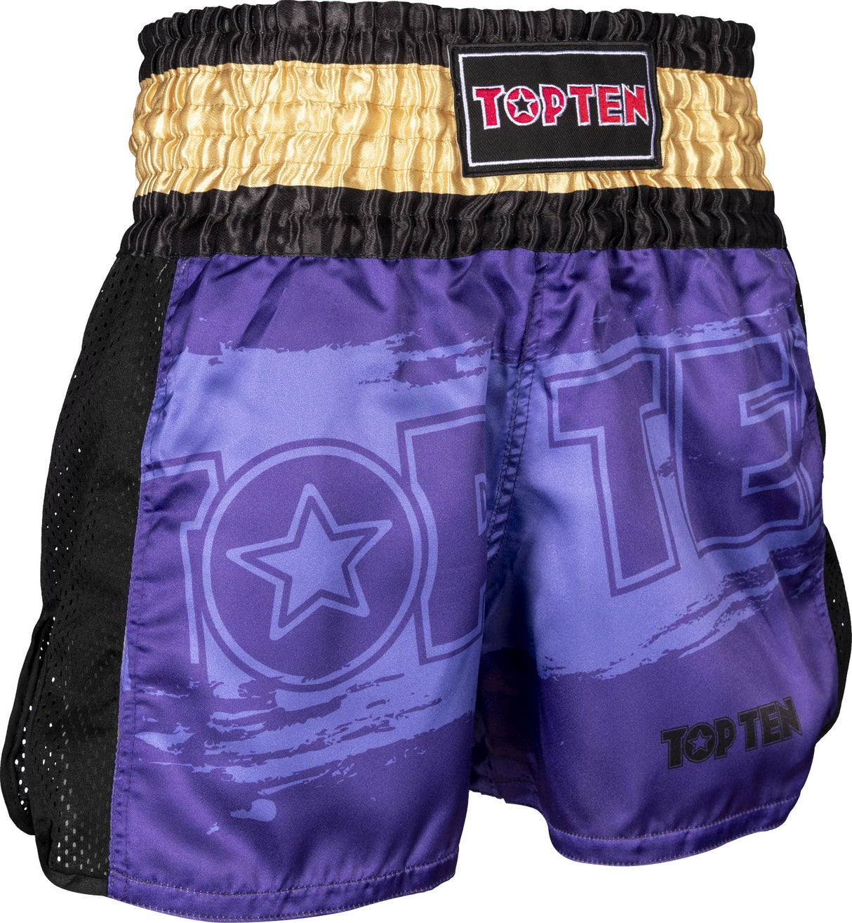 TOP TEN Kickboxing shorts “Power Ink” blackgold Purple - Gold XL at Bytomic Trade and Wholesale