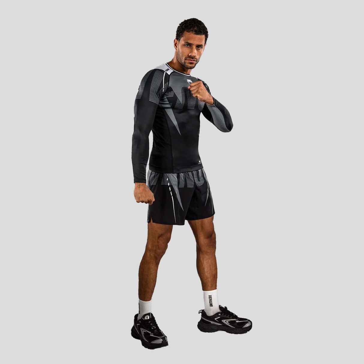 Venum Adrenaline Long Sleeve Rash Guard Black/Silver Grey    at Bytomic Trade and Wholesale