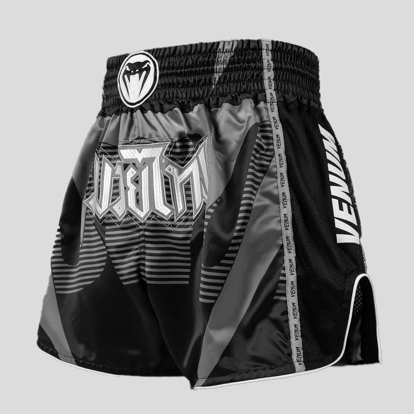 Venum Adrenaline Muay Thai Shorts Black/Silver Grey at Bytomic Trade and Wholesale