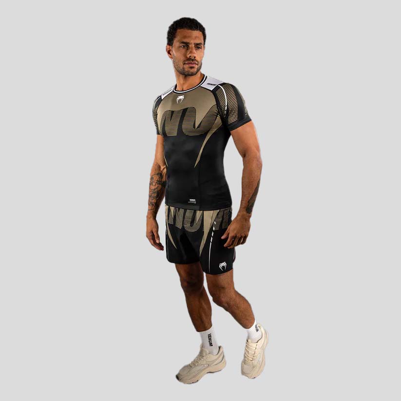 Venum Adrenaline Short Sleeve Rash Guard Black/Sand    at Bytomic Trade and Wholesale