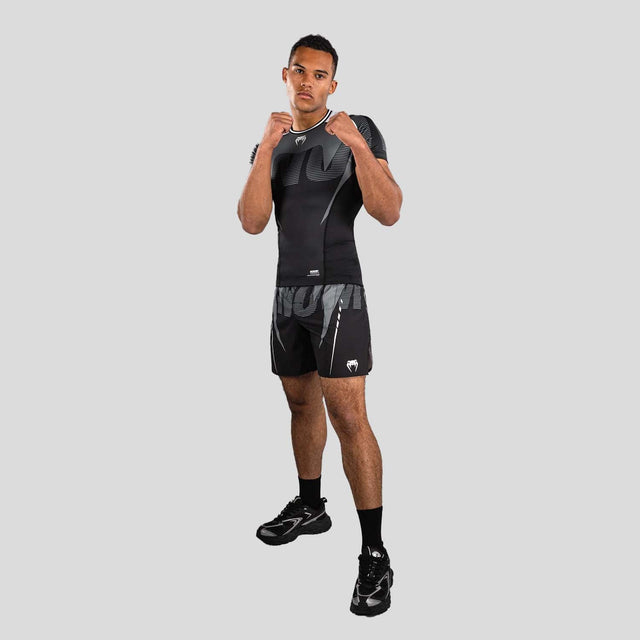 Venum Adrenaline Short Sleeve Rash Guard Black/Silver Grey    at Bytomic Trade and Wholesale