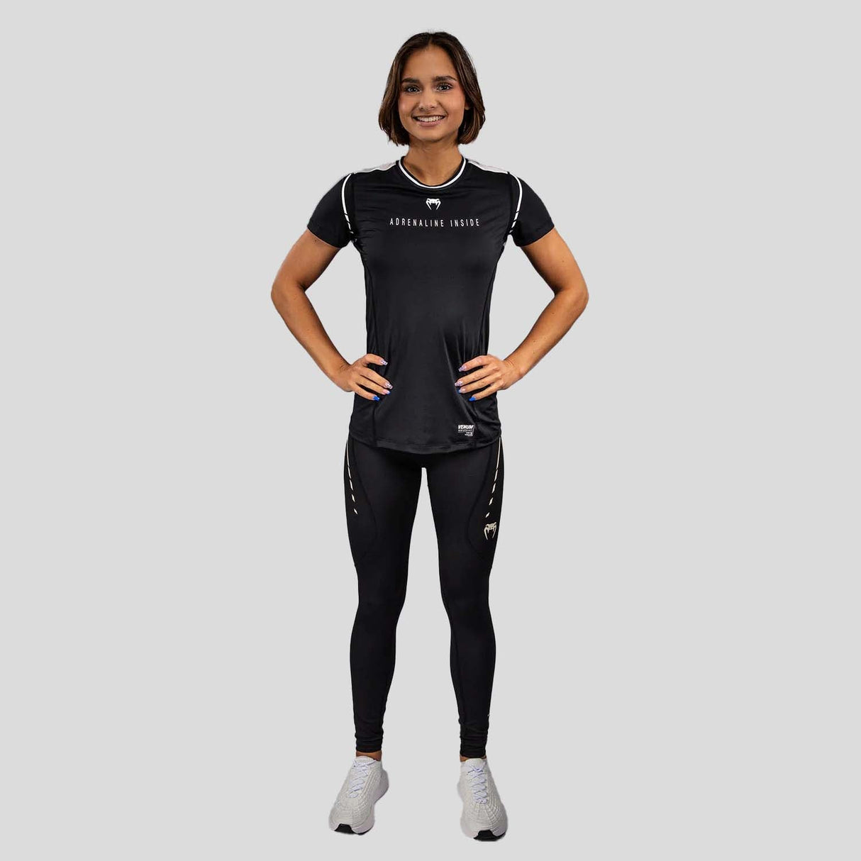 Venum Adrenaline Women's Dry-Tech T-Shirt Black/Ivory    at Bytomic Trade and Wholesale