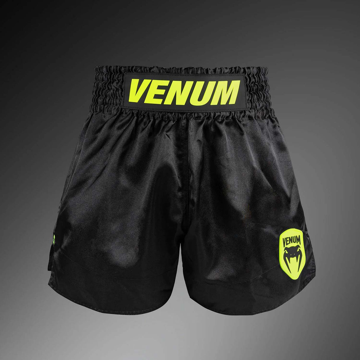Venum Classic Evo Muay Thai Shorts Black/Neon Yellow at Bytomic Trade and Wholesale