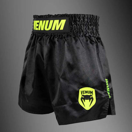 Venum Classic Evo Muay Thai Shorts Black/Neon Yellow at Bytomic Trade and Wholesale