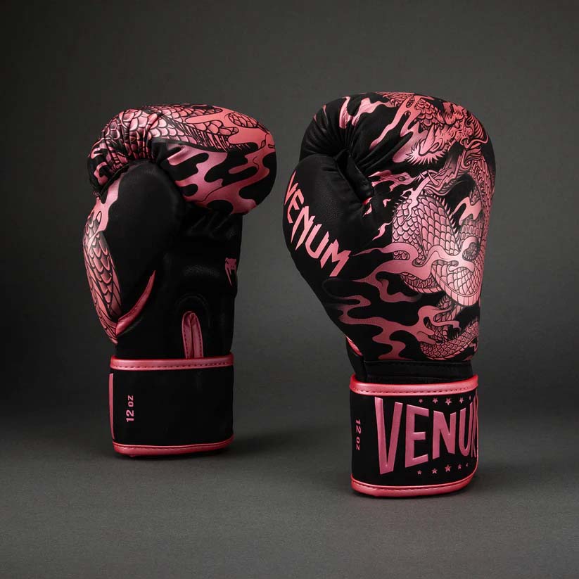 Venum Dragon's Flight Boxing Gloves Black/Metallic Pink at Bytomic Trade and Wholesale