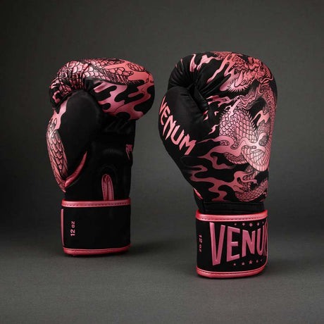 Venum Dragon's Flight Boxing Gloves Black/Metallic Pink at Bytomic Trade and Wholesale